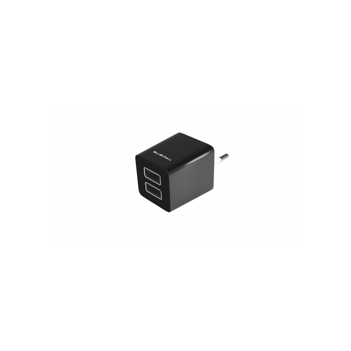TACENS ANIMA AUSB1 USB CHARGER, 2x USB PORTS, 2.1A ULTRAFAST CHARGE, LIGHWEIGT AND COMPACT SIZE DESIGN, EU CONNECTOR, BLACK/WHITE DESIGN