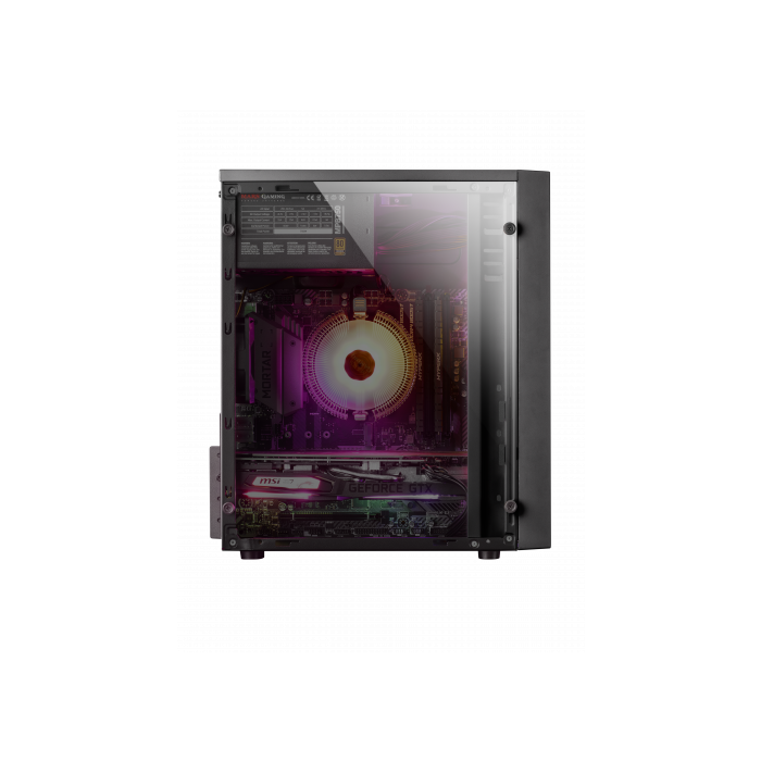 Mars Gaming MCM Black Micro-Atx Case, Compact, Window, 16 Modes A-Rgb, 1X 8Cm Fan 4