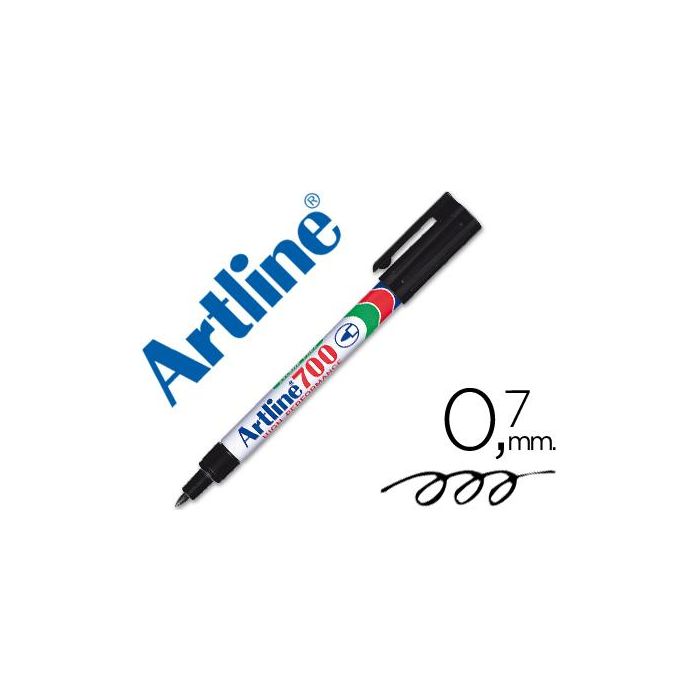 Rotulador Artline Marcador Permanente Ek-700 Negro Punta Redonda 0.7 mm Papel Metal Y Cristal 12 unidades