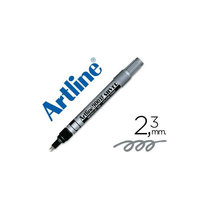 Rotulador Artline Marcador Permanente Tinta Metalica Ek-900 Plata Punta Redonda 2.3 mm 12 unidades