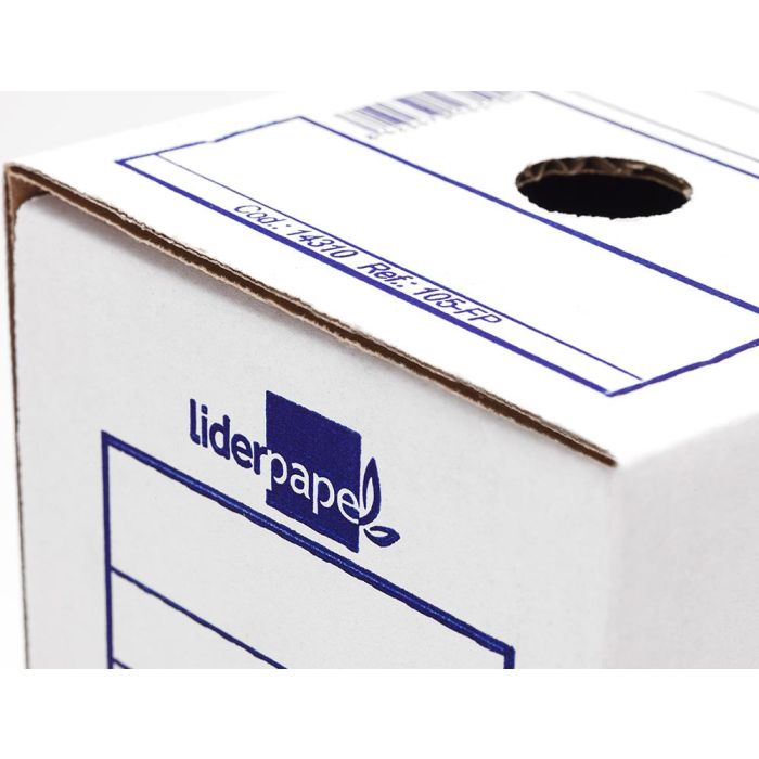 Caja Archivo Definitivo Liderp Apel 104 Folio Carton 100% Reciclado 325 gr-M2 Lomo 100 mm Color Blanco 365x100X251 mm 10 unidades 3