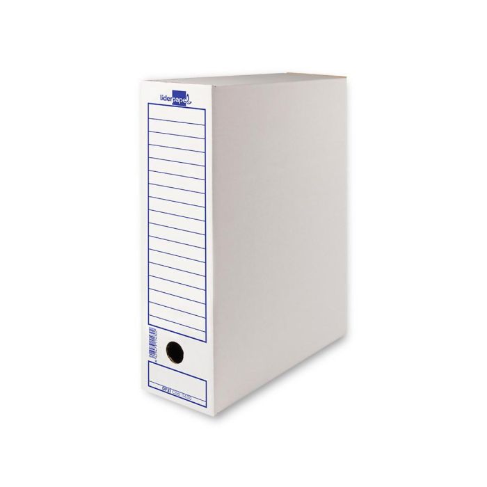 Caja Archivo Definitivo Liderp Apel Folio Prolongado Carton 100% Reciclado 325 gr-M2 Lomo 116 mm Color Blanco 388x116X275M 10 unidades 1