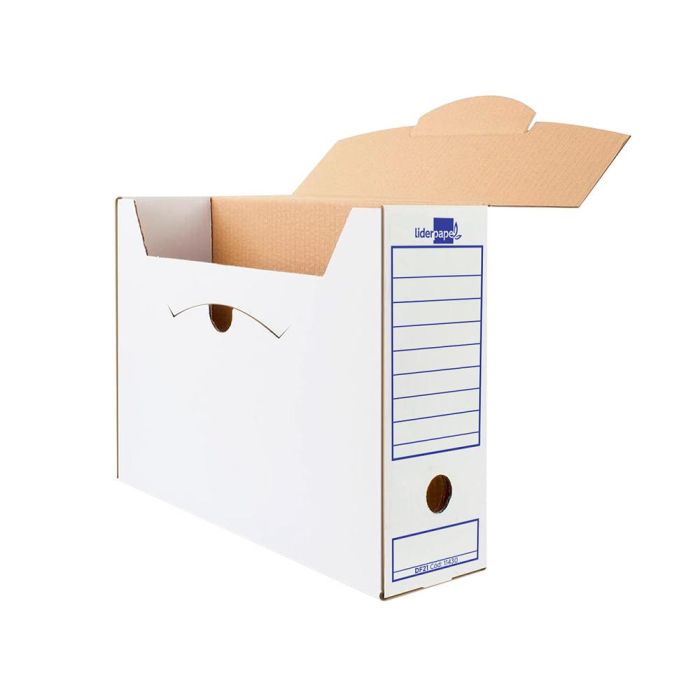 Caja Archivo Definitivo Liderp Apel Folio Prolongado Carton 100% Reciclado 325 gr-M2 Lomo 116 mm Color Blanco 388x116X275M 10 unidades 6
