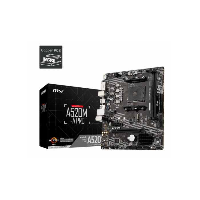 MSI A520M-A PRO placa base AMD A520 Zócalo AM4 micro ATX 4