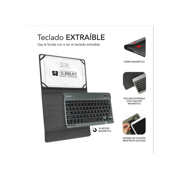 Funda para Tablet y Teclado Subblim SUB-KT2-BT0002 10.1" Gris Qwerty Español Bluetooth 2