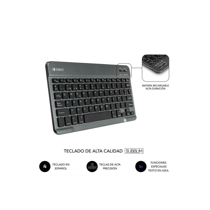 Funda para Tablet y Teclado Subblim SUB-KT2-BT0002 10.1" Gris Qwerty Español Bluetooth 4