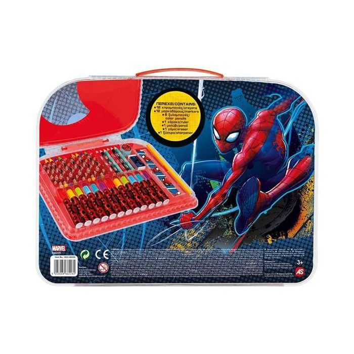 Maletín de Actividades Artísitcas Spiderman con 12 Crayones, 12 Rotuladores, 6 Lápices de colores, regla, lápiz, borrador y sacapuntas. 32X25X2 Cm 2