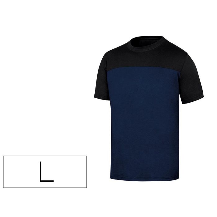 Camiseta De Algodon Deltaplus Color Azul-Negro Talla L