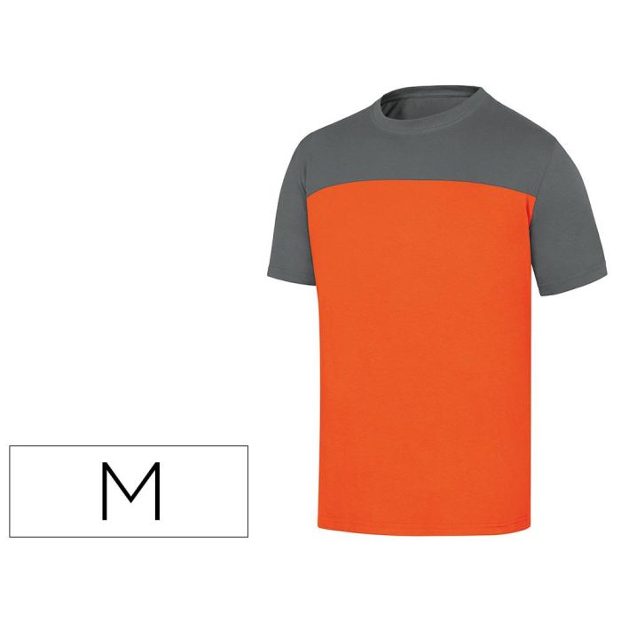 Camiseta De Algodon Deltaplus Color Gris-Naranja Talla M