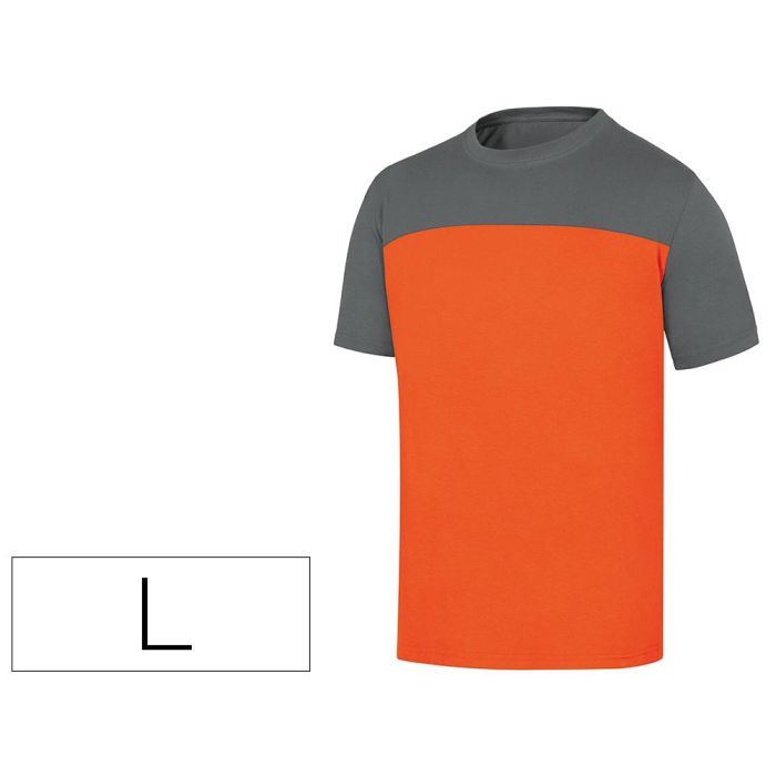 Camiseta De Algodon Deltaplus Color Gris-Naranja Talla L