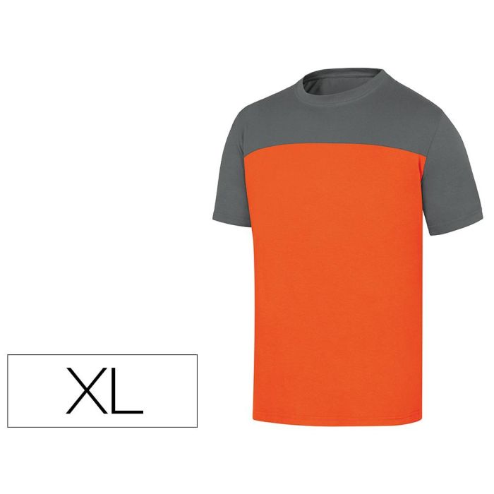 Camiseta De Algodon Deltaplus Color Gris-Naranja Talla XL