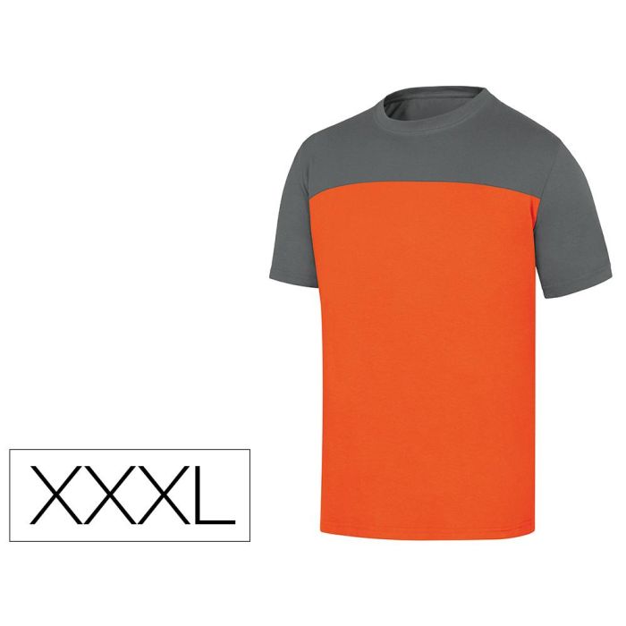 Camiseta De Algodon Deltaplus Color Gris-Naranja Talla 3XL