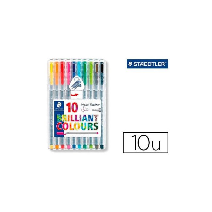 Rotulador Staedtler Triplus Broadliner 338 Estuche Plastico De 10 Unidades Colores Surtidos