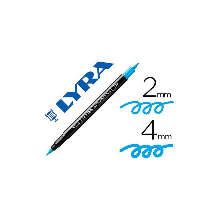 Rotulador Lyra Aqua Brush Acuarelable Doble Punta Fina Y Pincel Azul Claro 10 unidades