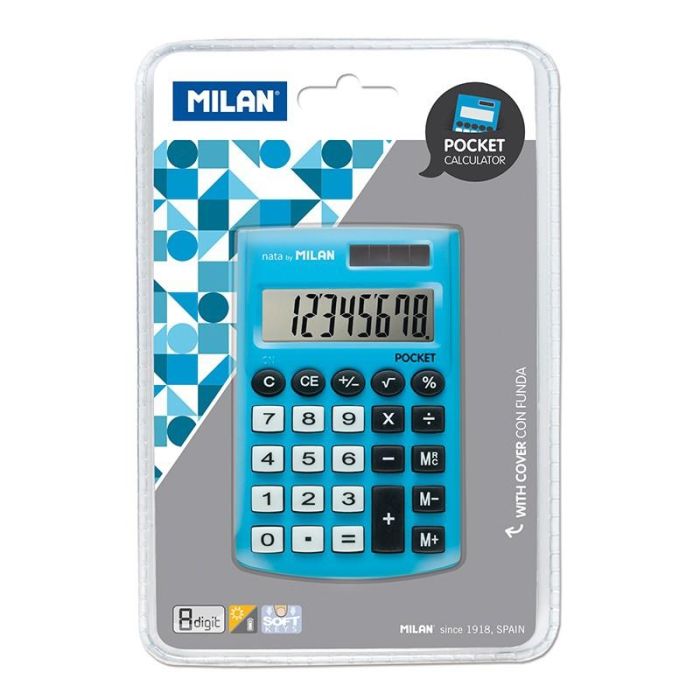 Milan Calculadora azul pocket 8 digitos dual blister