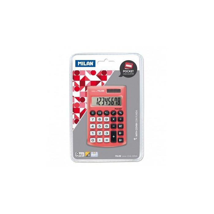 Milan Calculadora rojo pocket 8 digitos dual blister