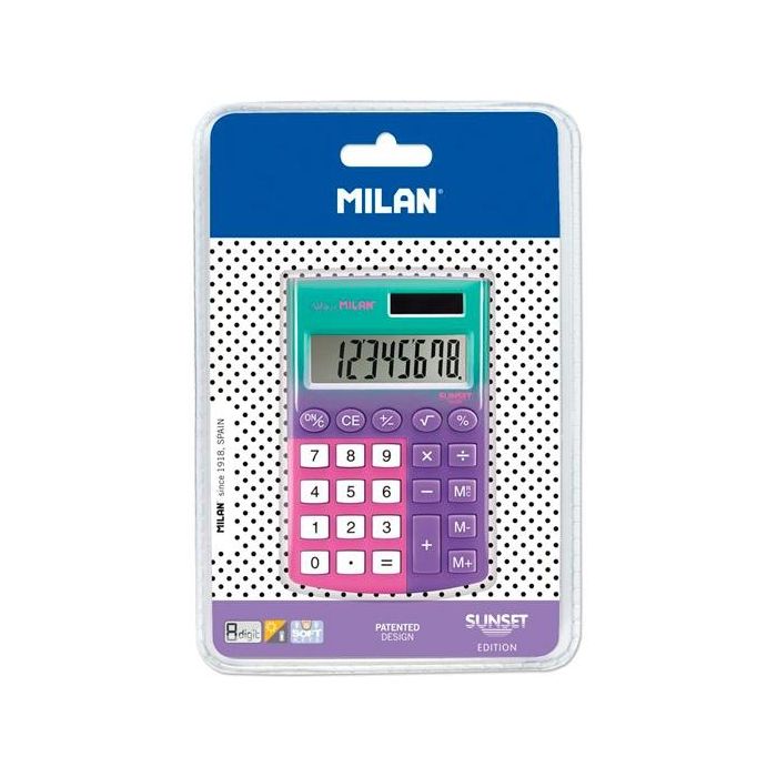 Milan Calculadora 8 Digitos Pocket Sunset Blíster Lila-Rosa Milan Calculadora 8 Digitos Pocket Sunset Blíster Lila-Rosa