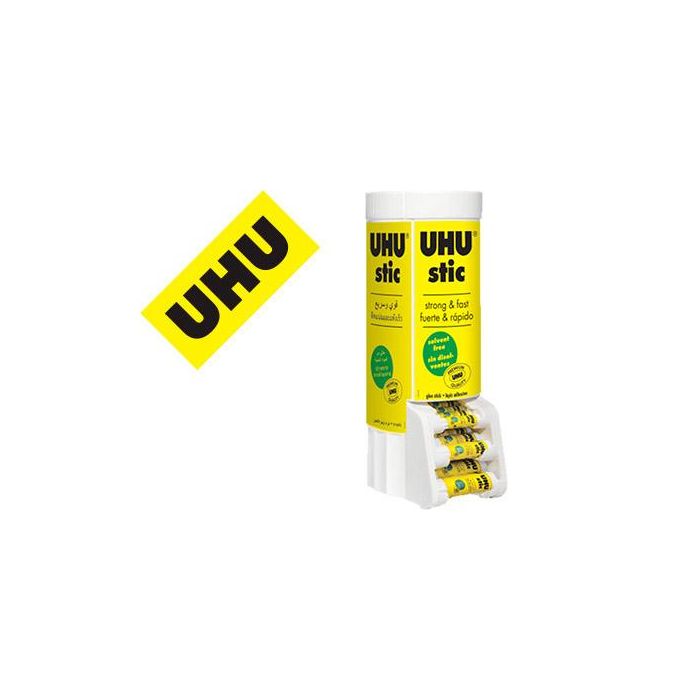 Pegamento Uhu Barra Expositor Sobremesa Multiformato 8-21-40 gr 530x190X210 mm + 12 Uds Sin Cargo 21 gr