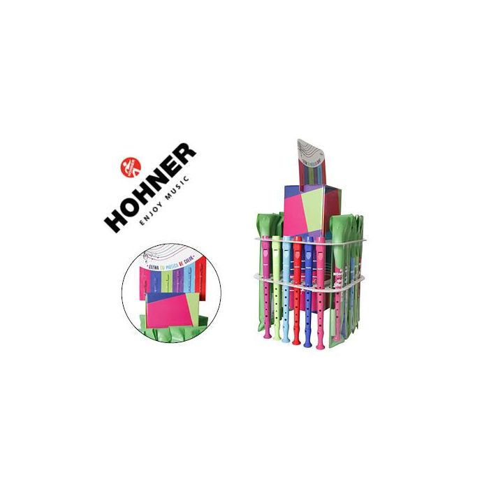 Flauta Hohner Gama Colores Expositor Sobremesa De 36 Unidades Surtidas 6 Por Color 140x140X400 mm