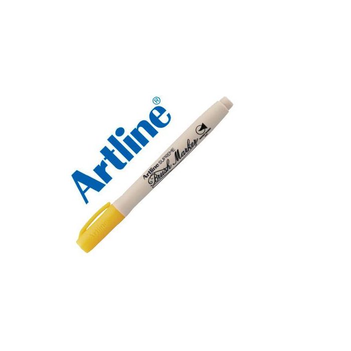 Rotulador Artline Supreme Brush Pintura Base De Agua Punta Tipo Pincel Trazo Variable Amarillo 12 unidades