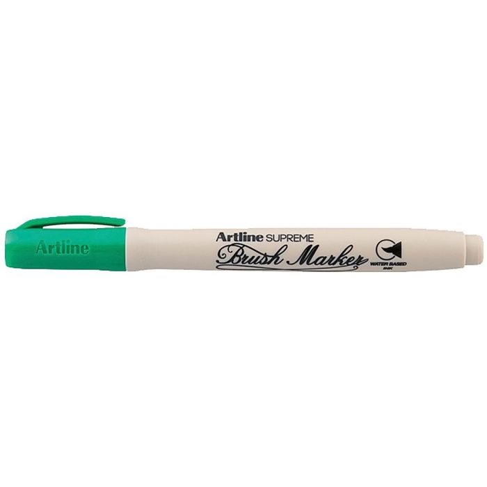 Rotulador Artline Supreme Brush Pintura Base De Agua Punta Tipo Pincel Trazo Variable Verde 12 unidades