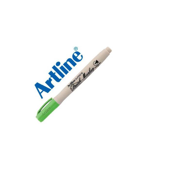 Rotulador Artline Supreme Brush Pintura Base De Agua Punta Tipo Pincel Trazo Variable Verde Amarillento 12 unidades