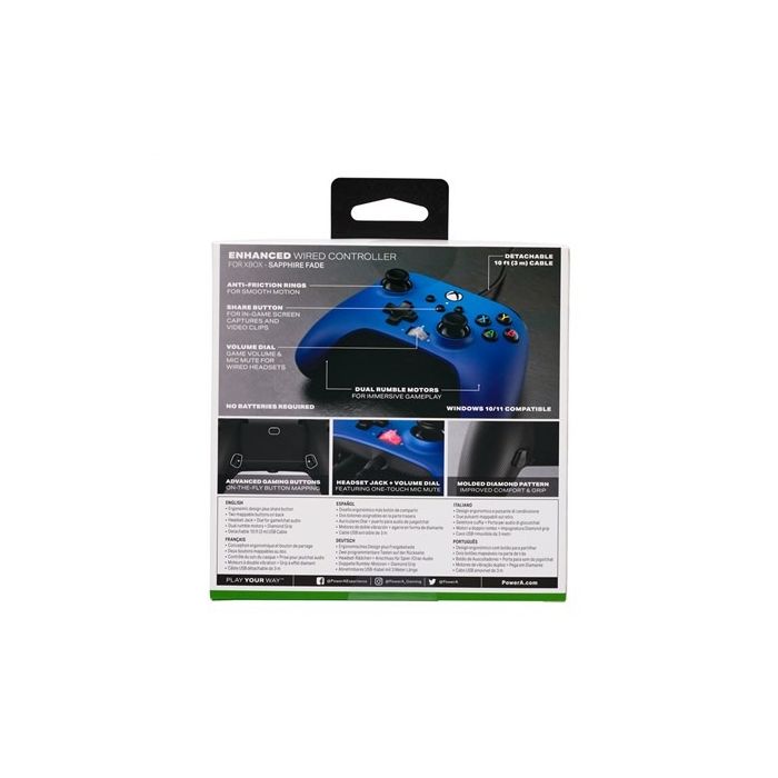Enhanced Mando Con Cable Xbox Series X/S Sapphire Fade POWER A 1522665-01 10