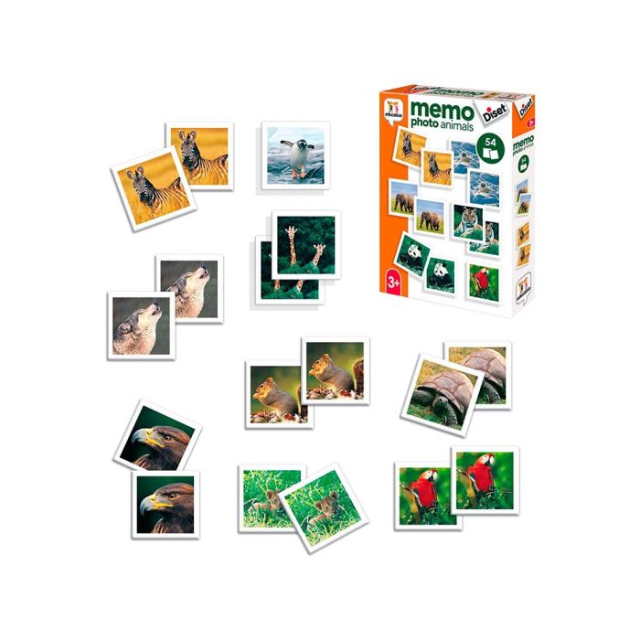 Juego Educativo Diset Memo Photo Animales 54 Piezas 1