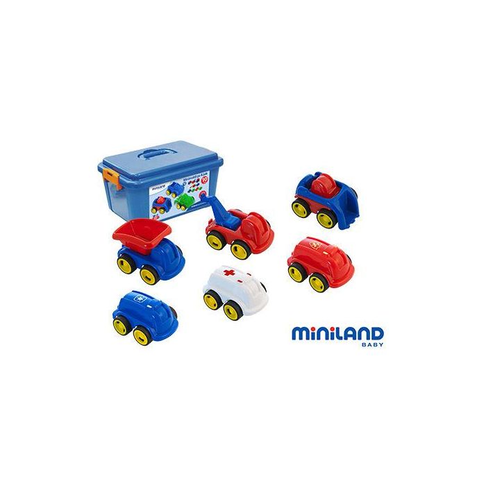 Juego Didactico Miniland Con 10 Vehiculos Profesionales Flexibles Para Trabajar La Educacion Vial