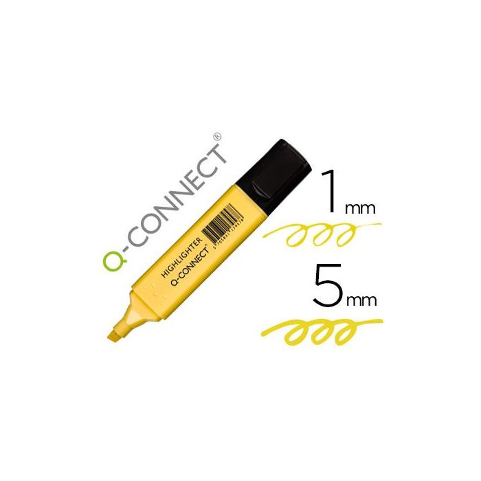 Rotulador Q-Connect Fluorescente Pastel Amarillo Punta Biselada 10 unidades