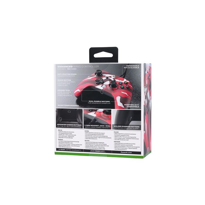 Enhanced Mando Con Cable Xbox Camuflaje Rojo POWER A 1525942-01 9