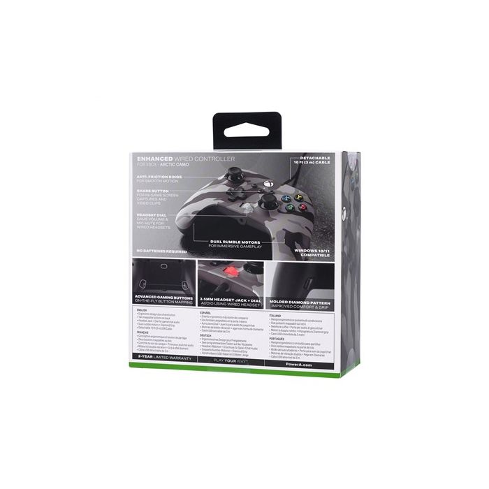 Enhanced Mando Con Cable Xbox Camuflaje Gris POWER A 1525943-01 10