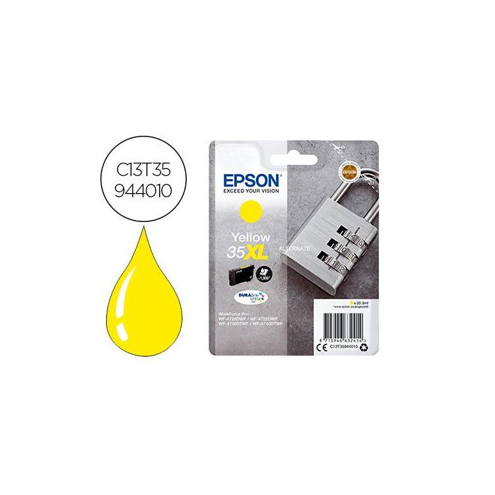 Epson Tinta Amarillo Workforce Pro Wf-4720Dwf, 4725Dwf, 4730Dwf, 4730Dtwf, 4740Dtwf - Nº 35XL