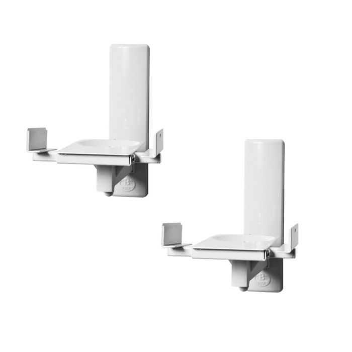 B-Tech Side Clamping Loudspeaker Wall Mount with Tilt & Swivel, 25kg max, 135mm - 280mm clamp size, Tilt +/-10°, Swivel 360°, White B-Tech Side Clamping Loudspeaker Wall Mount with Tilt & Swivel, 25kg max, 135mm - 280mm clamp size, Tilt +/-10°, Swivel 360°, White