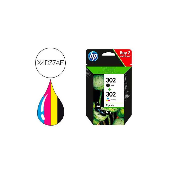 Ink-Jet Hp 302 Deskjet 11Xx - 21Xx - 36Xx Envy 45Xx - Officejet 38Xx - 46Xx - 52Xx Pack Multicolor Negro