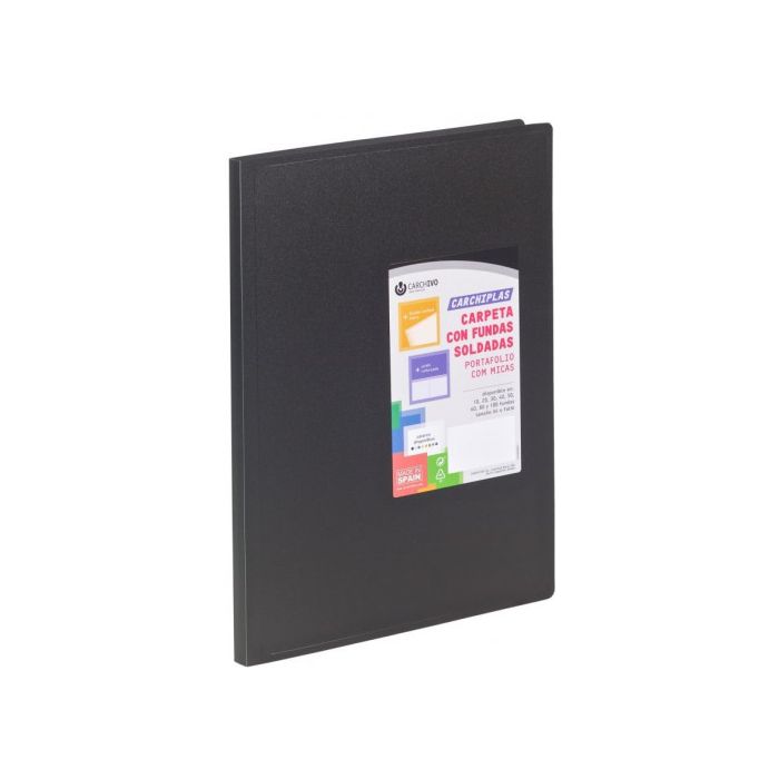 Carpeta Carchiplas-Book A4 Polipropileno 20 Fundas Soldadas Negro Carchivo 50302006 1