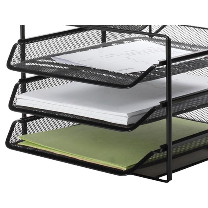 Bandeja Clasificadora Sobres Q-Connect Kf17296 Metalica Rejilla Negra 3 Bandejas 300x350X420 mm 3