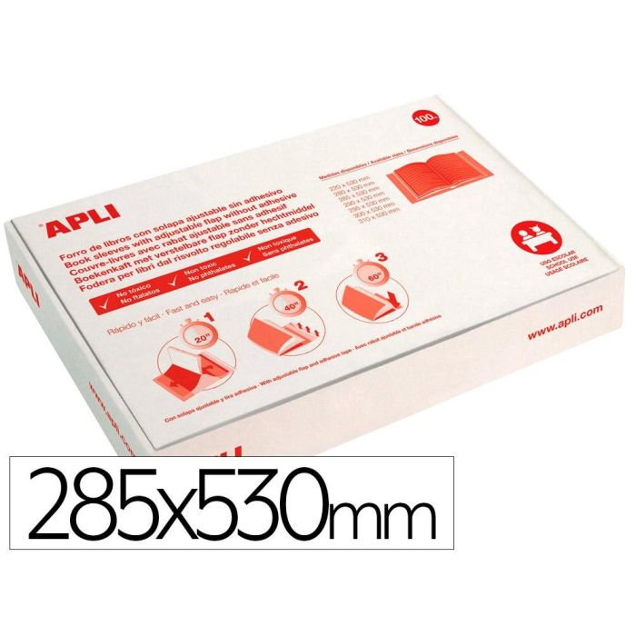 Apli Forro De Libros Con Solapa Ajustable 285 mm Pvc 130 Micras Caja 100 Ud