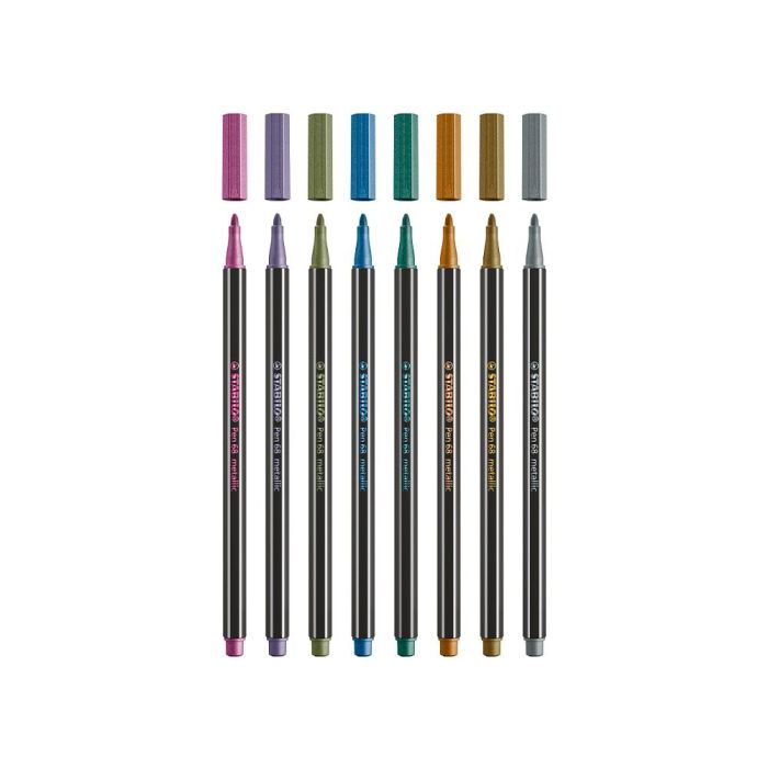 Rotulador Stabilo Acuarelable Pen 68 Metalico Azul Punta Gruesa 1 mm 4