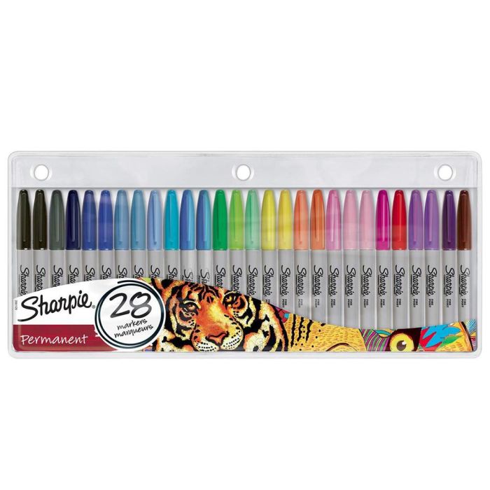 Rotuladores Sharpie Permanente Punta Fina Blister De 28 Unidades Colores Surtidos 1