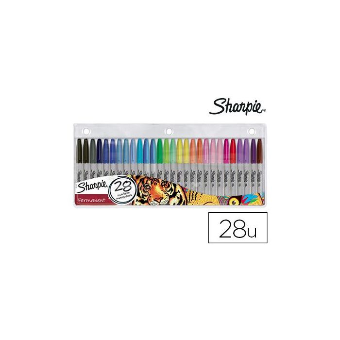 Rotulador Sharpie Permanente Punta Fina Blister De 28 Unidades Colores Surtidos