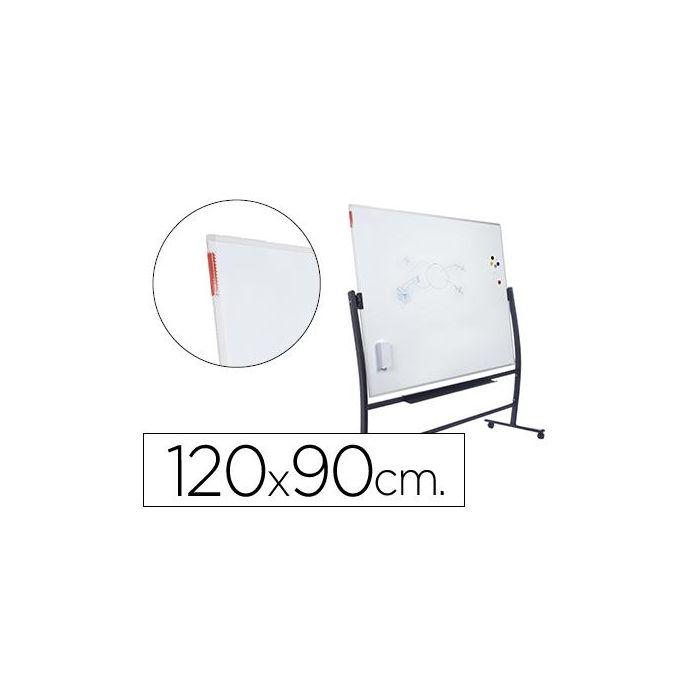 Pizarra Blanca Rocada Vitrificada Magnetica Con Soporte Volteable Doble Cara 90x120 cm