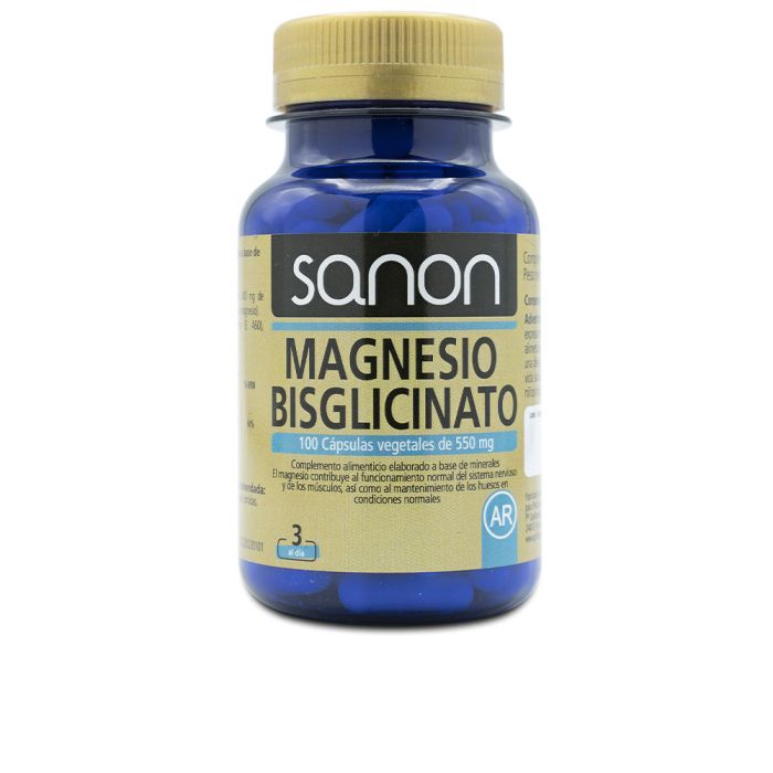 Sanon Magnesio bisglicinato 100 cápsulas vegetales 550 mg Sanon Magnesio bisglicinato 100 cápsulas vegetales 550 mg