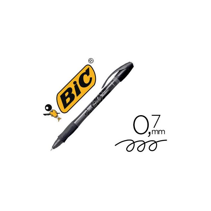 Boligrafo Bic Gelocity Illusion Borrable Negro Punta De 0,7 mm 12 unidades