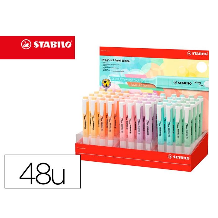 Rotulador Stabilo Fluorescente Fino Swing Cool Pastel Expositor De 48 Unidades Colores Surtidos