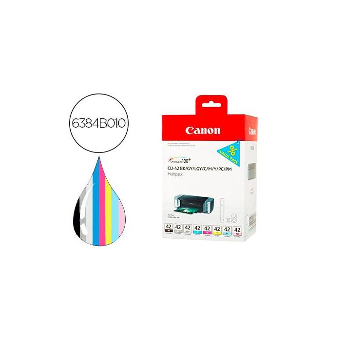 Ink-Jet Cli-42 Canon Pixma Pro-100 - 100S Multipack 8 Colores Bk -Gy - Lgy - C - M - Y - Pc - Pm 13 mL