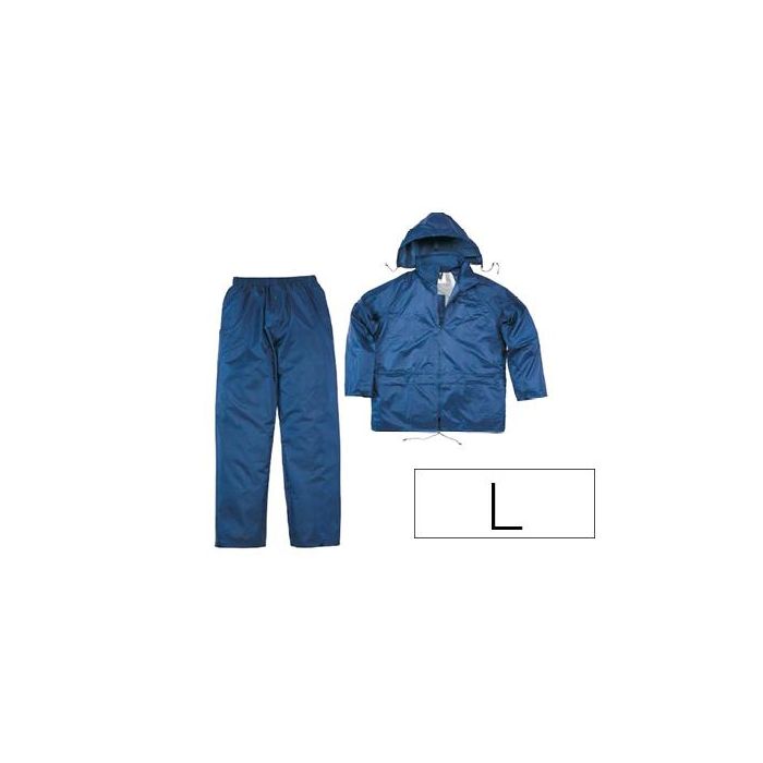 Conjunto De Lluvia Deltaplus 400 Poliester-Pvc Azul Marino Talla L