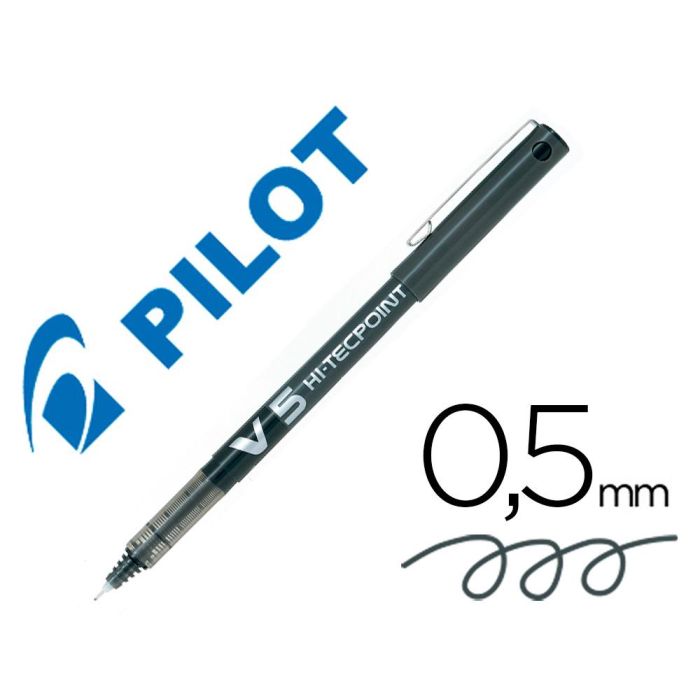 Rotulador Pilot Punta Aguja V-5 Negro 0.5 mm 12 unidades