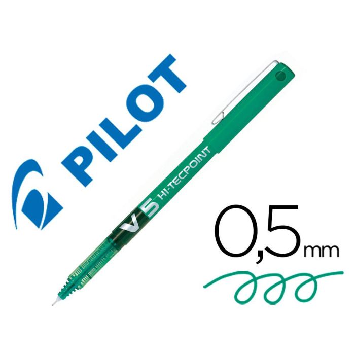 Rotulador Pilot Punta Aguja V-5 Verde 0.5 mm 12 unidades