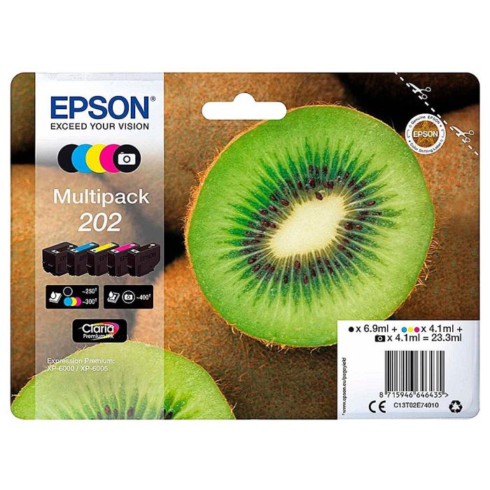 Ink-Jet Epson 202 XL Xp-6000 - Xp-6005 - Xp-6100 - Xp-6105 Pack 5 Negro Amarillo Cian Magenta Photo Negro 650 Pag 1